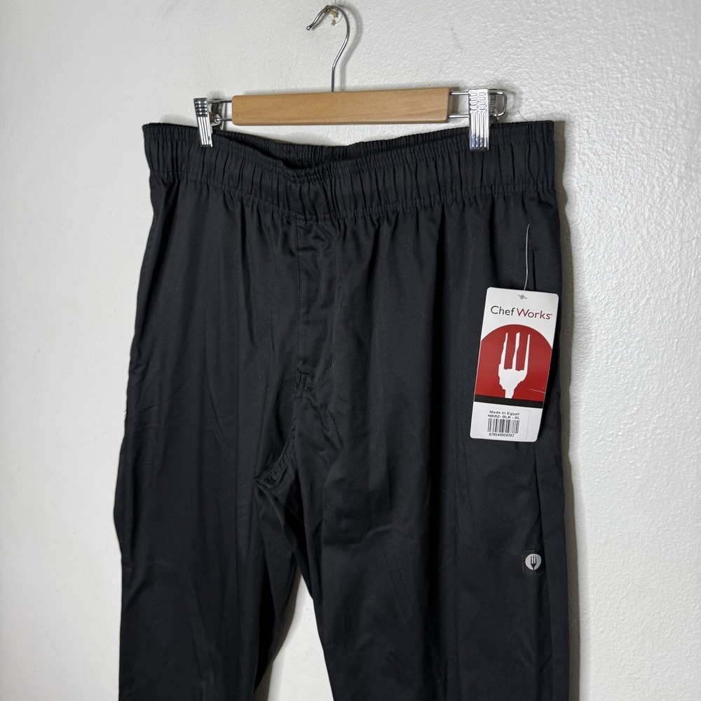 New Chef Works Black Pull On Pants Polyester Cotton Pockets Size XL - Picture 2 of 10